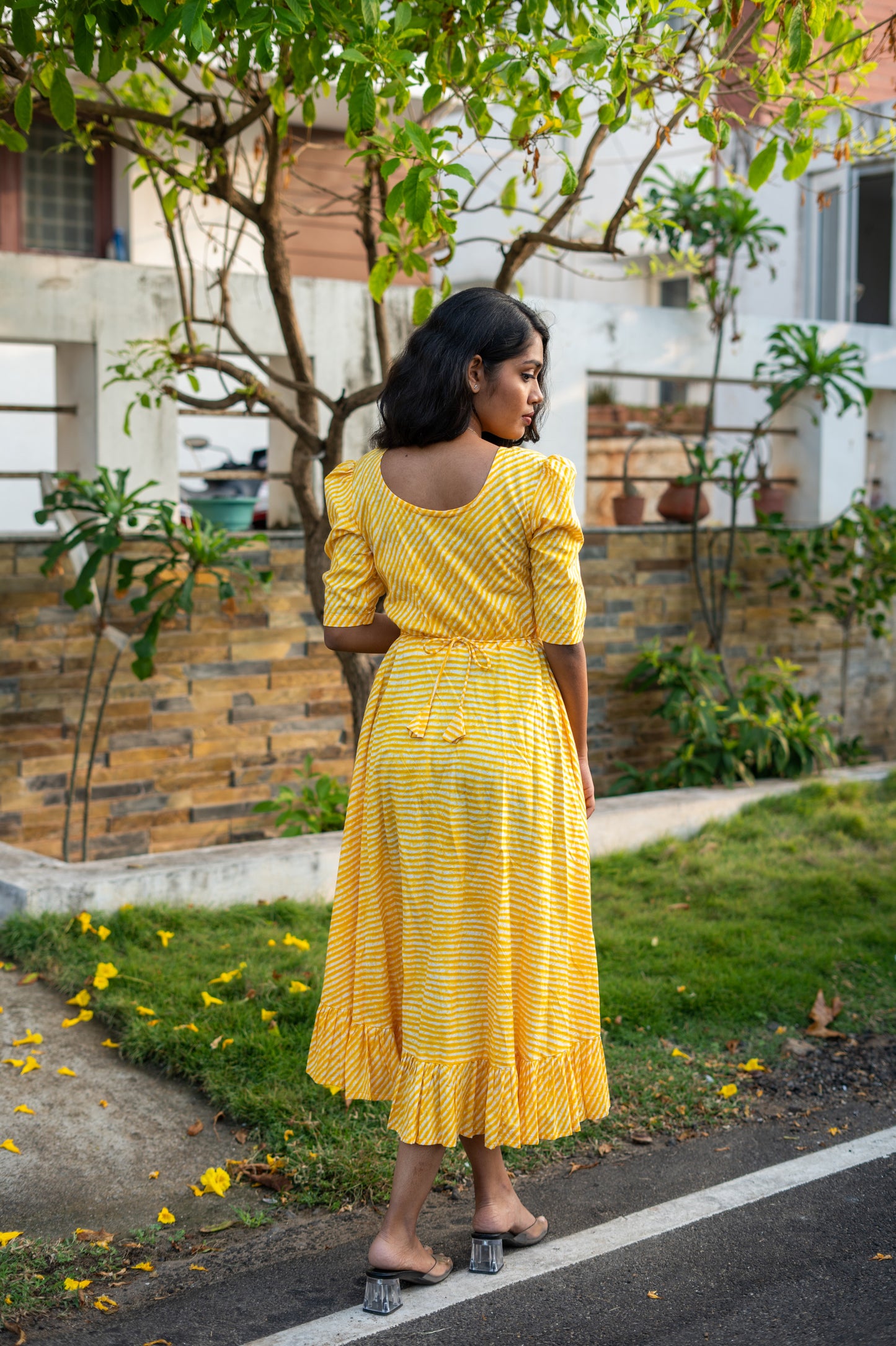 Yellow striped dress