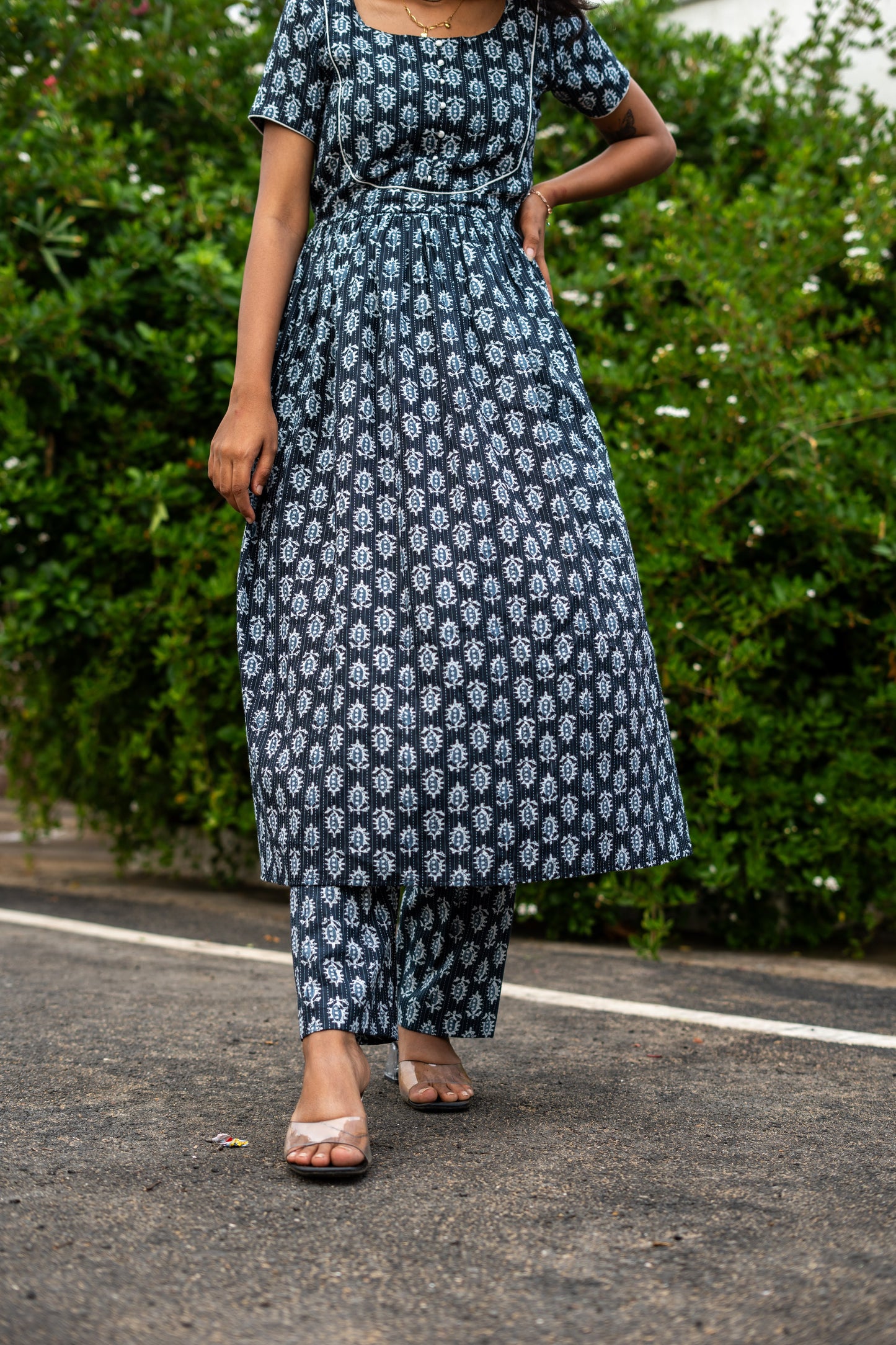 Black flower motif co-ords