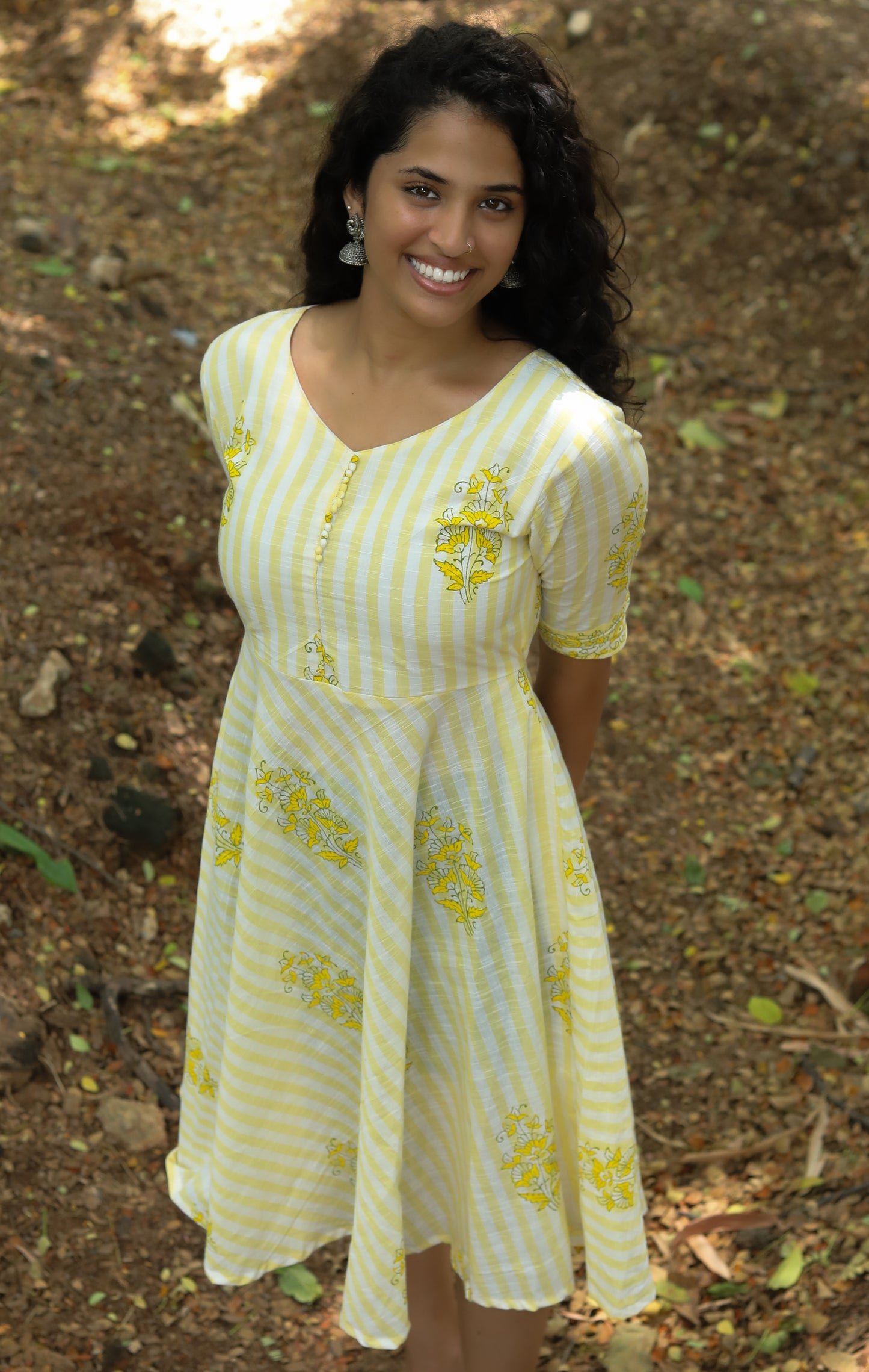 Sunshine Blooms Striped Dress