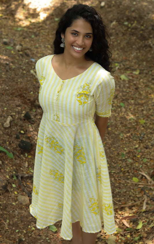 Sunshine Blooms Striped Dress