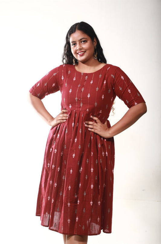 Crimson Heritage Print Midi Dress