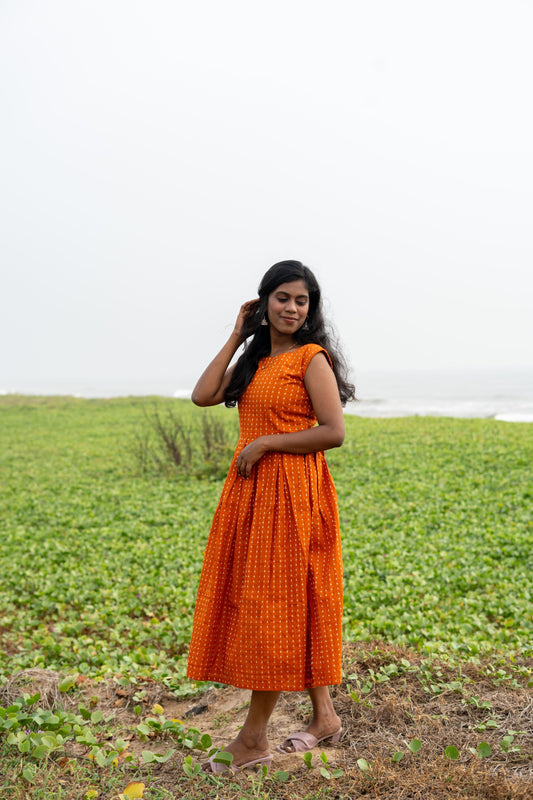 Vibrant orange sleeveless dress