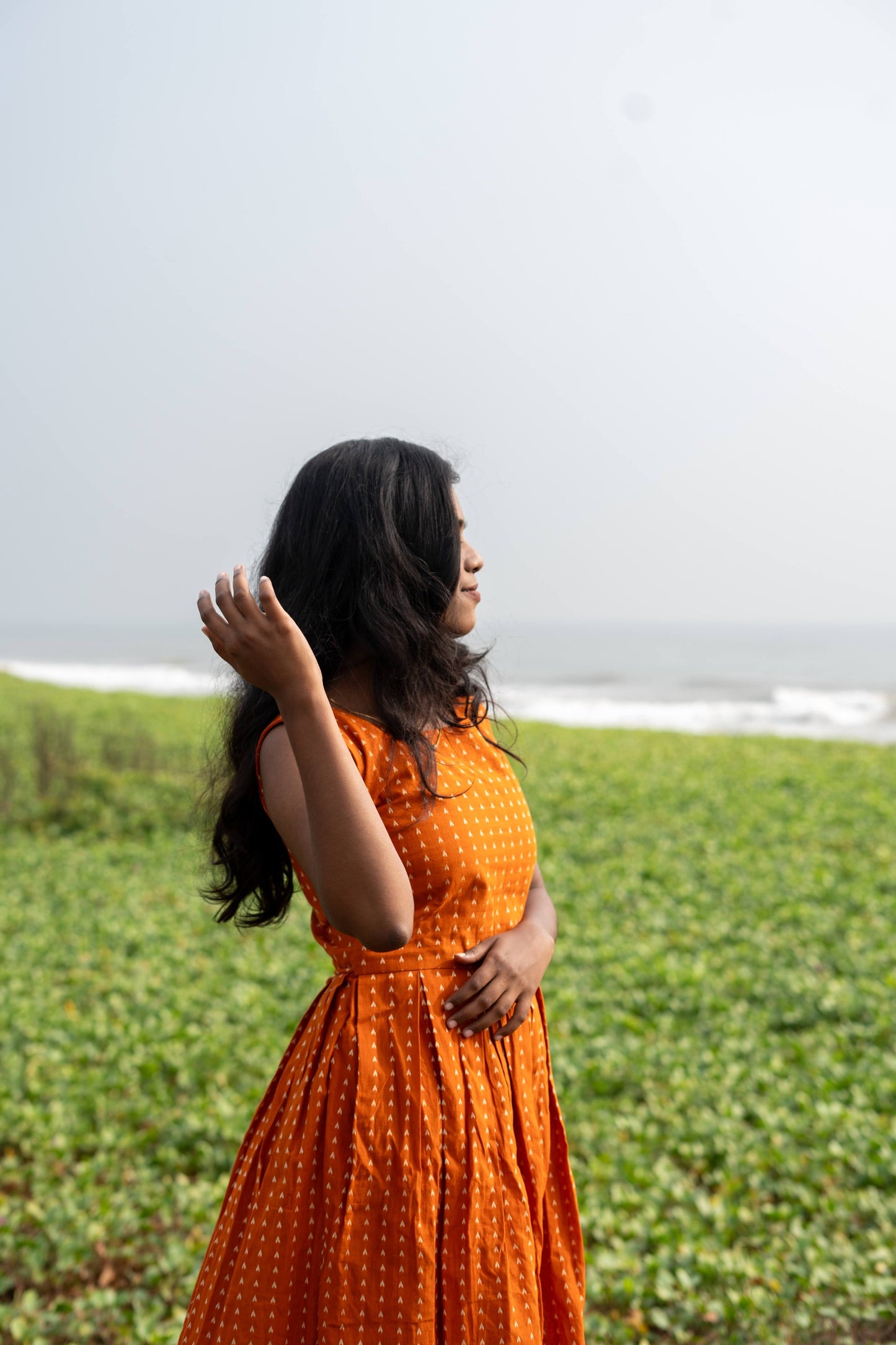 Vibrant orange sleeveless dress