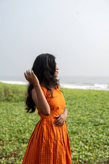 Vibrant orange sleeveless dress