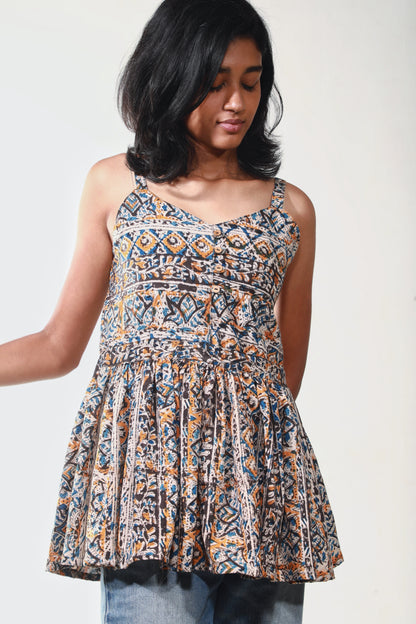 Vibrant Essence Sleeveless Peplum Top