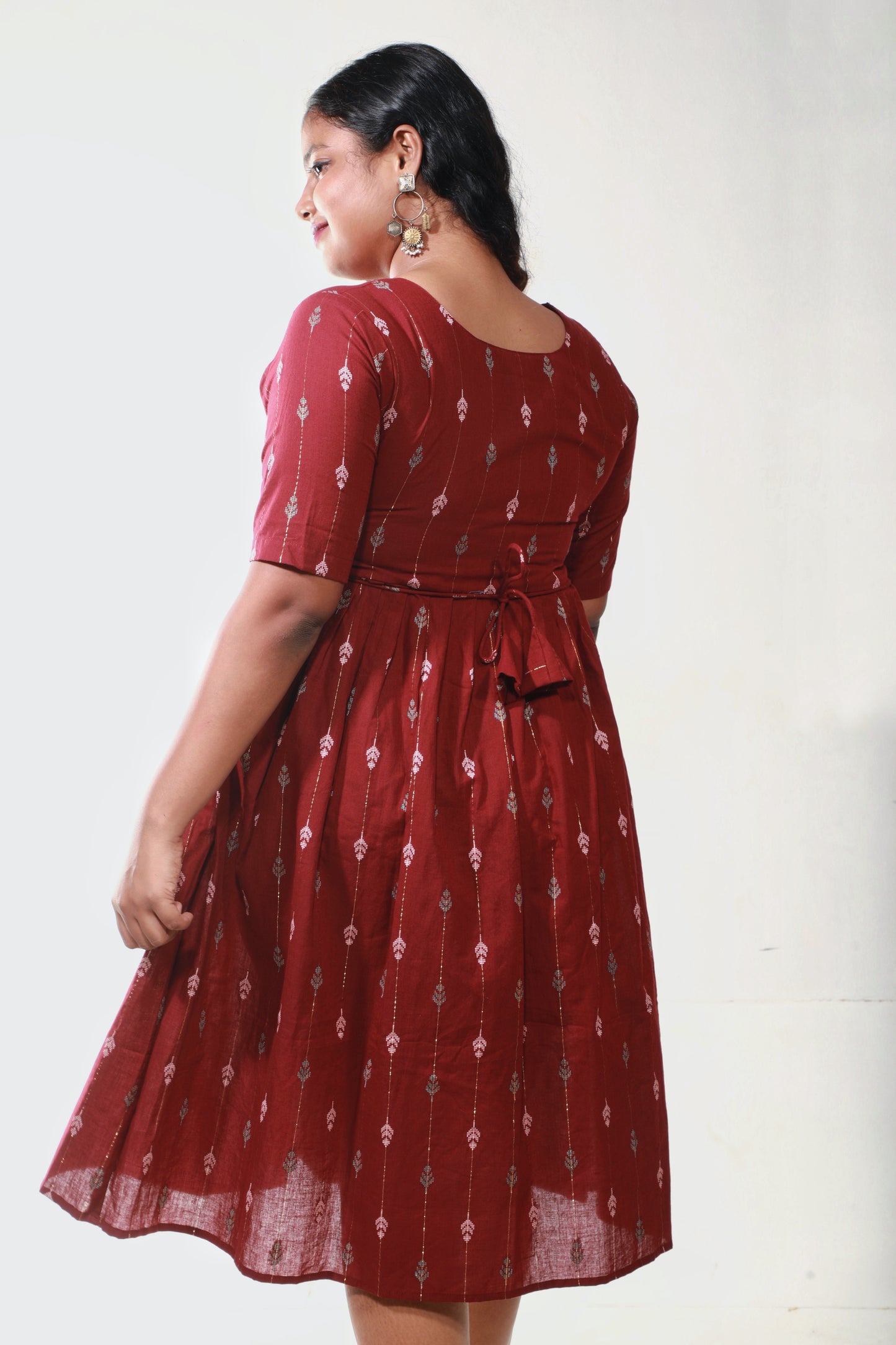Crimson Heritage Print Midi Dress