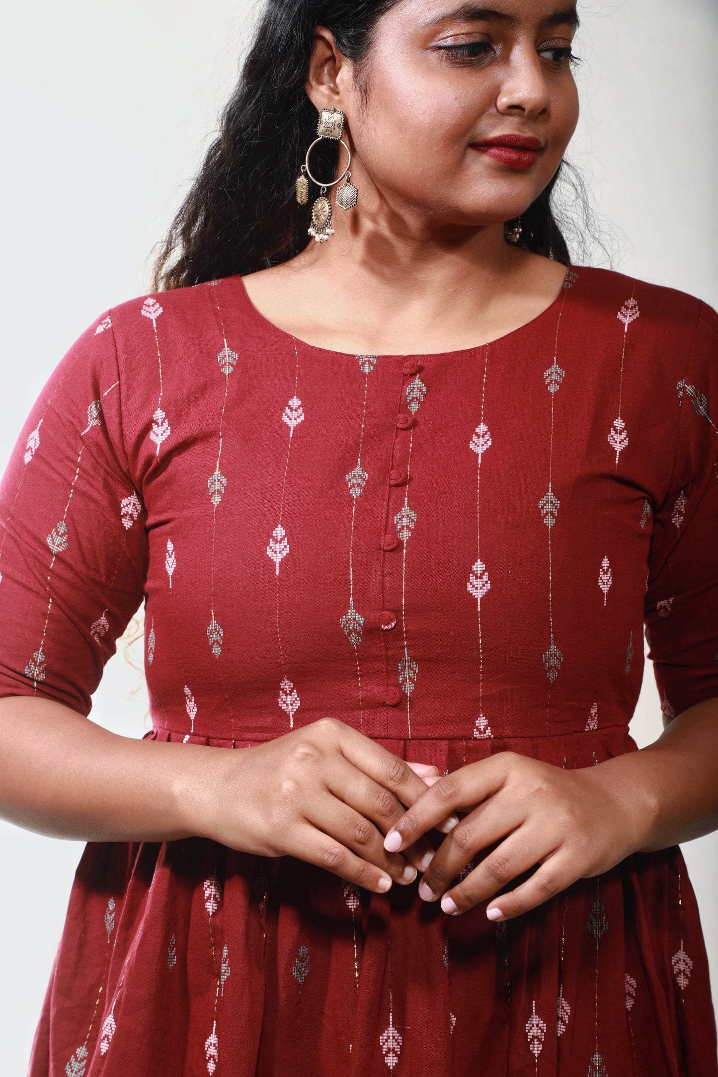 Crimson Heritage Print Midi Dress