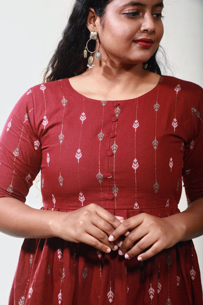 Crimson Heritage Print Midi Dress