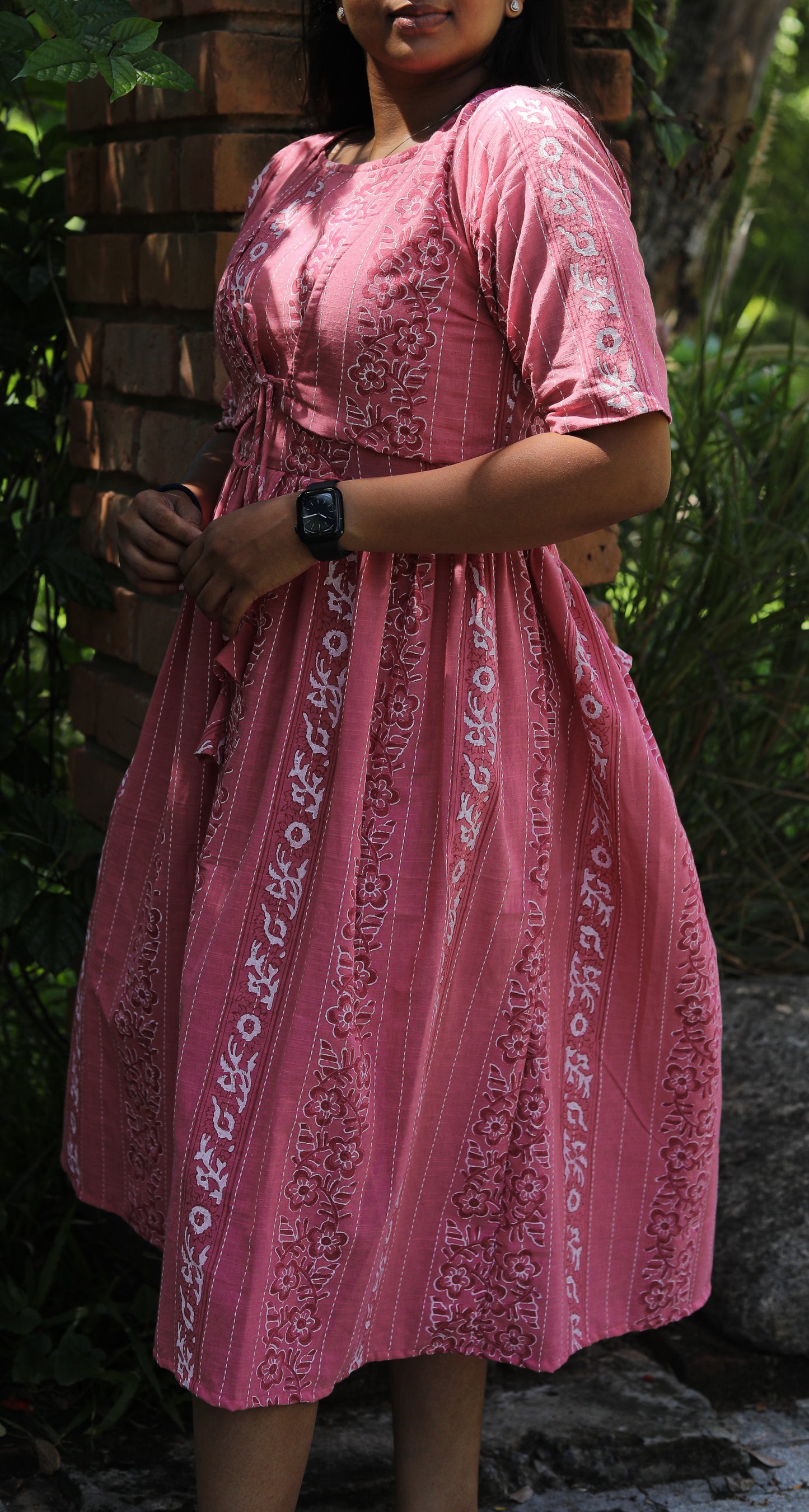 Blush Blossom Midi Dress with Shrug
